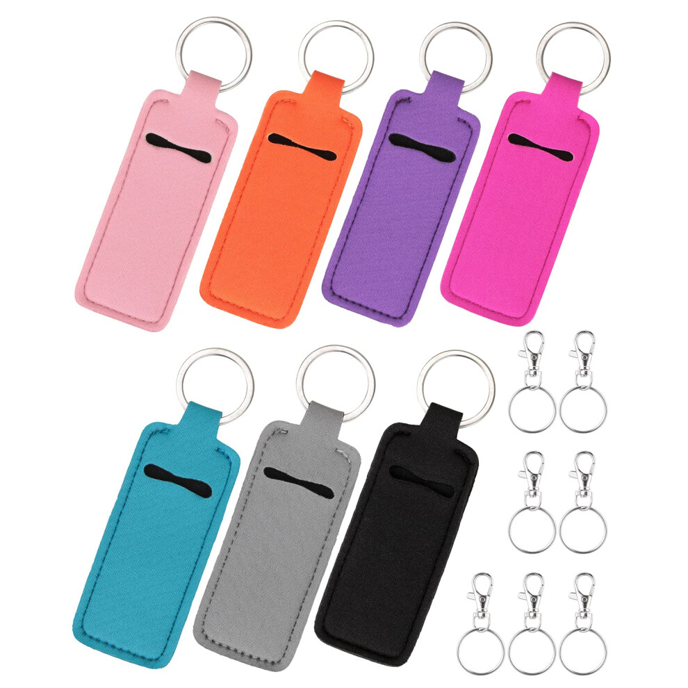 Meiy Meiiy Chapstick Holder Lipstick Sleeve Pouch Lip Balm Portable Pocket Lip Gloss Tube Holder Clip-On Chapsticks (7 Colors)