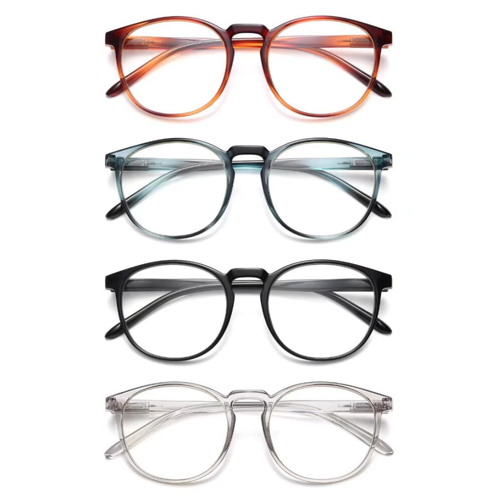 Iboann Lot De 4 Lunettes Anti-Lumi Re Bleue Avec Clips Pour Jeux Et Vision Nocturne, Monture Ronde Tendance Et R Tro, Protection Uv 99,9 %-image