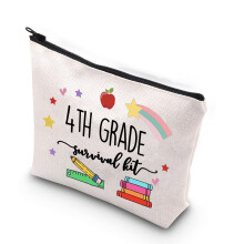 WCGXKO 4th Grade Teacher Gift Back To School Gift 4th Grade Survival Kit Zipper Pouch Makeup Bag (survival kit 4th Grade)