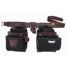 Zeluga 20-171 100% Leather Tool Belt Bag Carpenter Construction Framers Handyman and Electrician Tool Bag Set Brown