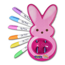 The Eggmazing Egg Decorator - Peeps Bunny - Arts and Craft Set Includes 6 Colorful Quick Drying Non-Toxic Markers - Pink