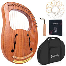 Lyre Harp Lotkey 16 Metal Strings Iron Saddle Mahogany Lyre Harpe med tuning skruenøgleekstraktstrenge Manual og Gig Bag