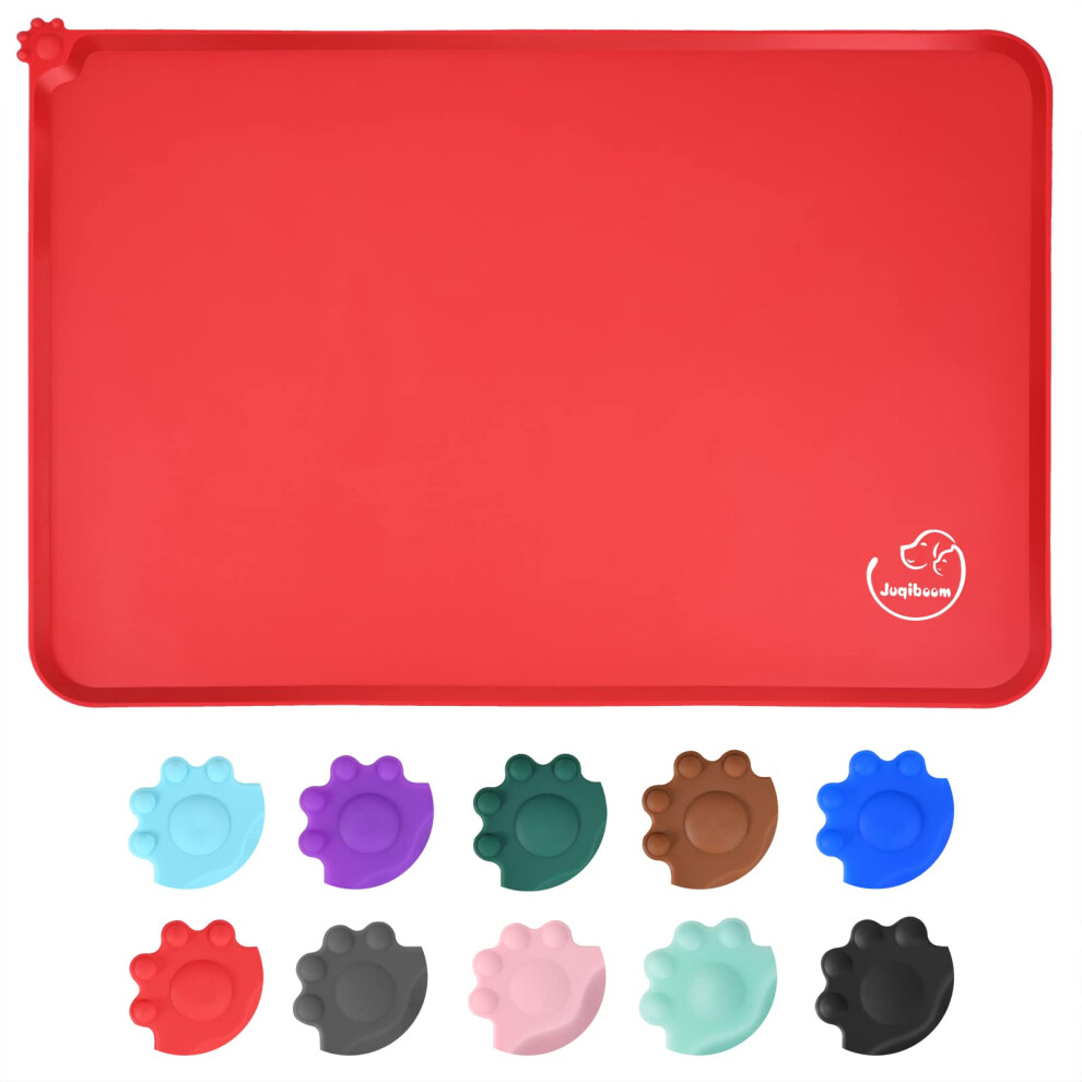 Tapis de gamelle Juqiboom en silicone imperm   able pour chien et chat, antid   rapant, facile     nettoyer, set de table (185 x 115 cm), rouge