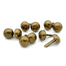 CraftMemore Round Brads Purse Feet Handbag Nailheads Spike Prong Studs 8 mm 10 mm 12 mm 100 stk (10 mm (3/8 """") Antik messing)