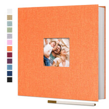 Vienrose lbum de fotos grande autoadesivo, para 4x6 8x10 fotos, lbum de recortes de linho, faa voc mesmo, 40 pginas em branco com uma caneta metlica