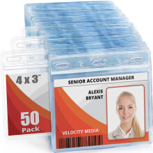 Mifflin-USA-kortbeskytter (Clear 4x3 inches 50 Pack) Vandt?t og genlydelige vandrette plastiske ID-navnemindeholdere