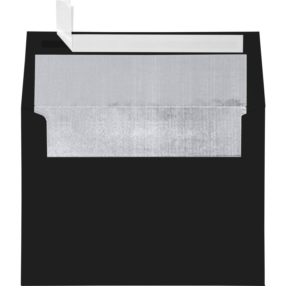 Luxpaper Einladungsumschlage, A7, Mit Folie Gefuttert, Zum Abziehen Und Andrucken, 13,6 X 19,6 Cm, Schwarz Mit Silbernem Lux-Futter, 36,3 Kg, Tex-image