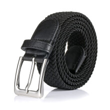 BSLLNEK Elastický pletený pásek, 1 3/8", pružný pásek na golf, džíny, šortky (černý, vel. L (37-40" pas))