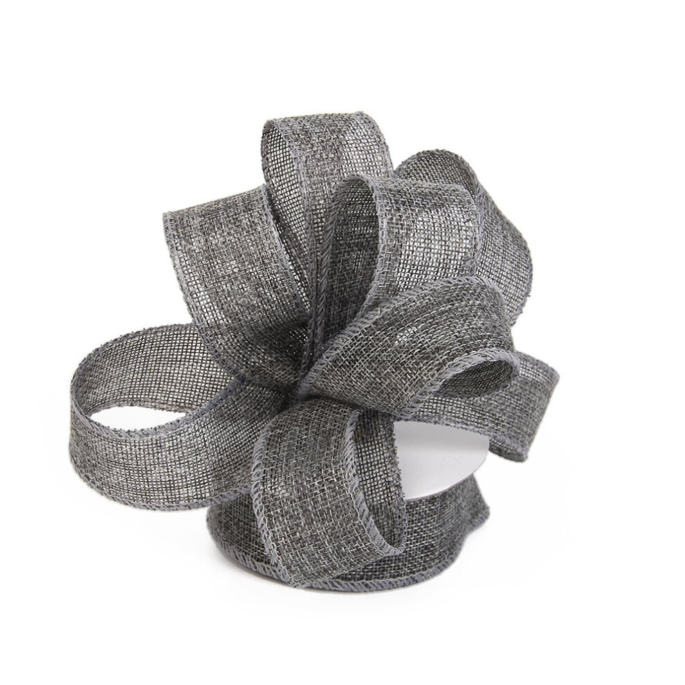 Jute lint, perfect voor bruiloften, huisdecoratie, cadeauverpakking, strikken, handgemaakte kunstnijverheid, spoel van 1-1/2 inch x 10 yard (grijs)