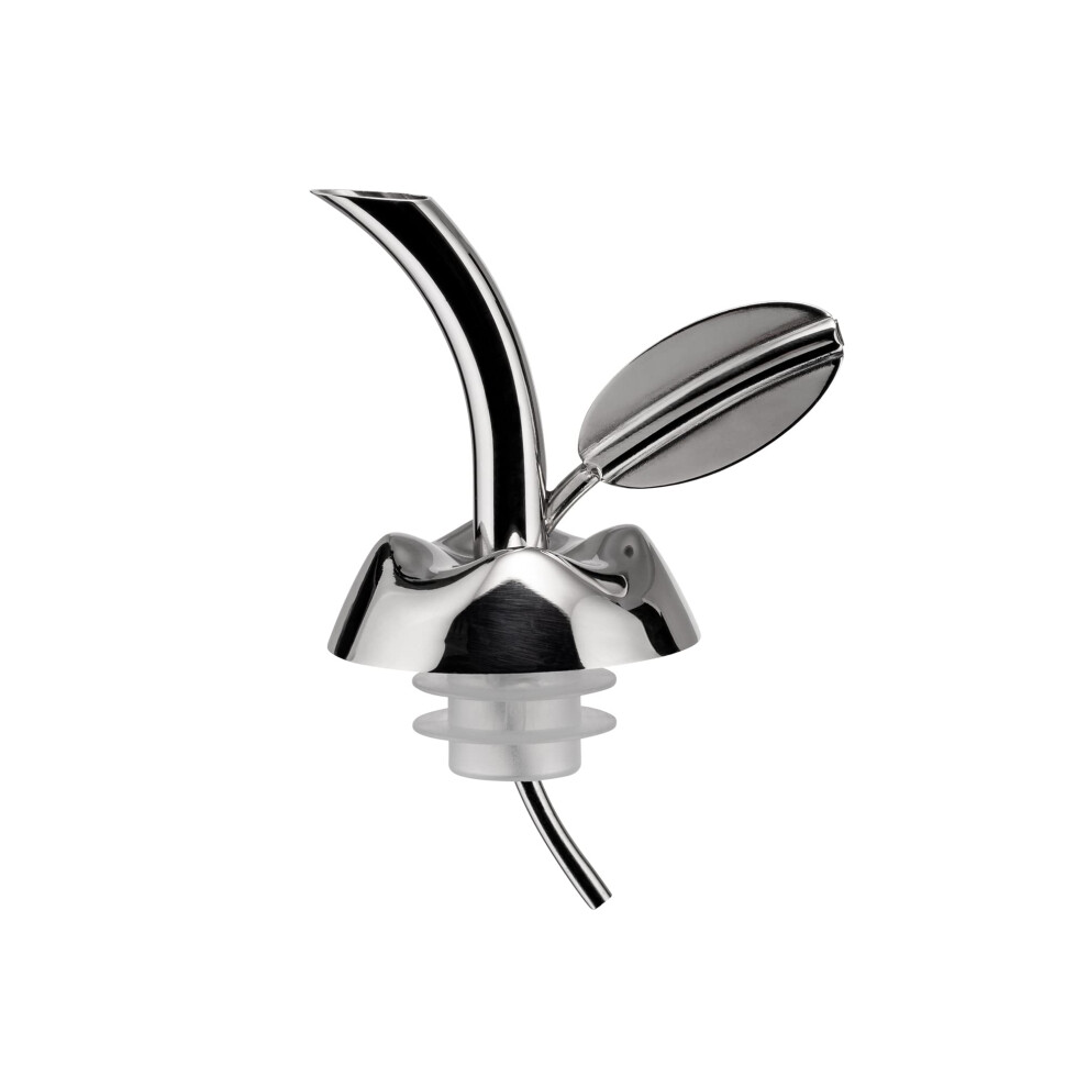 Alessi """"Fior d'olio"""" Pourer For Olive Oil Bottle in 18/10 Stainless Steel Mirror Polished And Thermoplastic Resin  Silver
