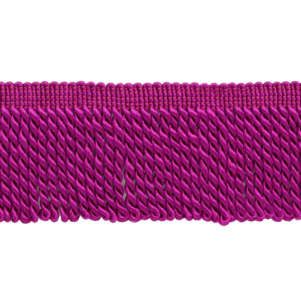 Nastro Di Passamaneria Con Frange Da 2 1/2"""" (6 Cm) (Stile N. EF25) Rosa Magenta N. 161 (Rosa Magenta Scuro Brillante) Confezione Da 10 Iarde (9,-image