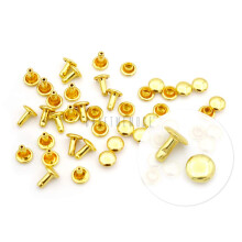 CRAFTMEMORE 100 sets dubbele dop klinknagels lederen klinknagel buisvormige metalen snelle klinknagels voor lederen ambacht VTDC (5 mm dop goud)