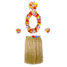 BAJOTAL Hawaiian Luau Hula Grass Nederdel med stort blomsterkostume s?t til dansefestdekorationer (24"""" - str?farve)