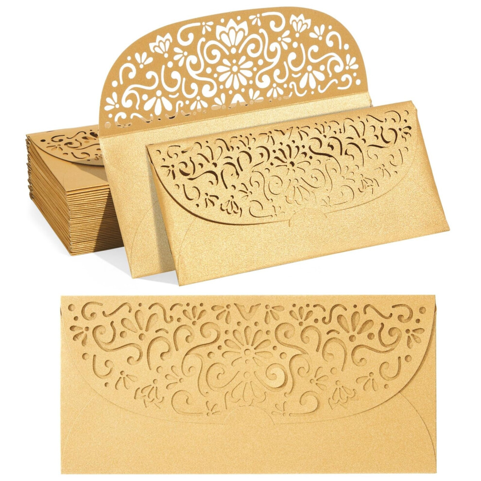 Enveloppes Dor Es Pipilo Press Pour Cadeaux En Esp Ces, D Coup Es Au Laser, Pour Devises, Pour Mariage, Anniversaire (Lot De 36, 6,8 X 3,3 Po)-image