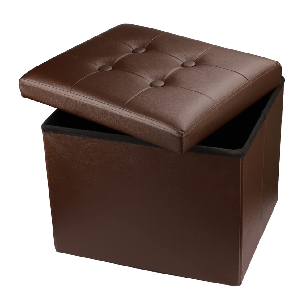 Ottoman de rangement Hamgtrion, ottoman pliable avec repose-pieds de rangement, petit tabouret ottoman marron (L x l x H) 17 x 13 x 13 pouces