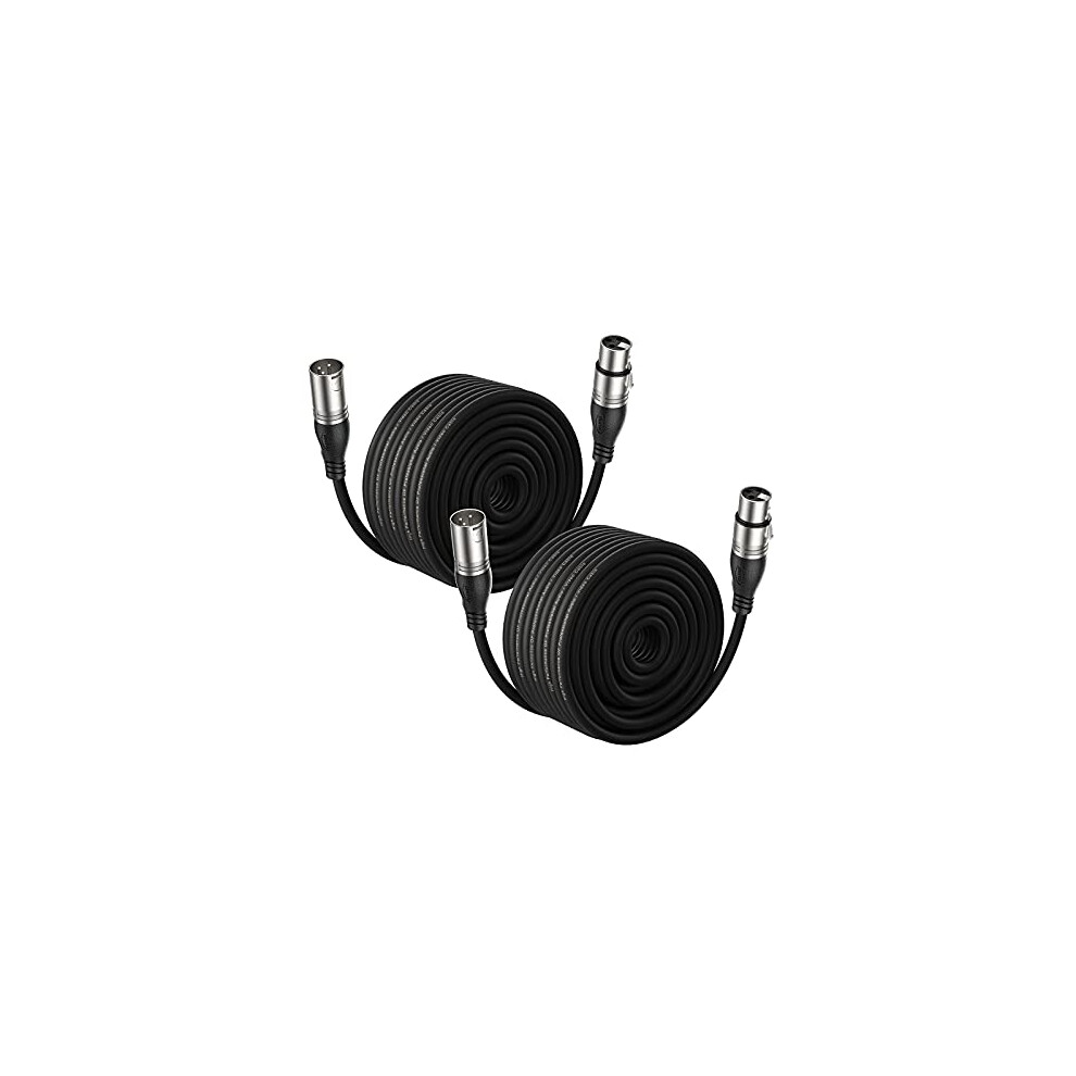 Ebxya Cavi Per Microfono Xlr Da 30 M, Confezione Da 2 – Cavo Bilanciato Premium Per Microfono Altoparlante Con 3 Pin Xlr Maschio A Femmina, 30,5 M, Nero-image