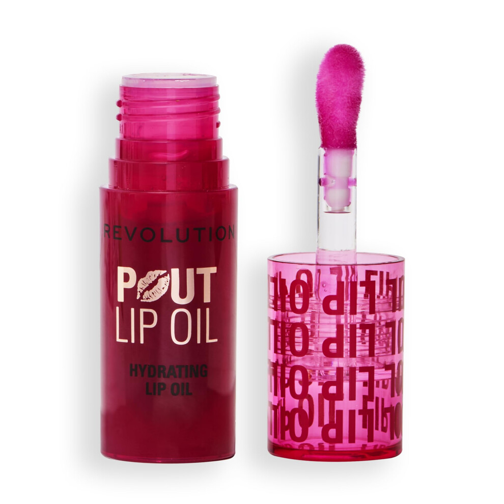Revolution Pout Lip Oil Huile    l  vres teint  e nourrissante Haute brillance Fini non collant Vegan et sans cruaut   Rouge cerise 0,13 oz