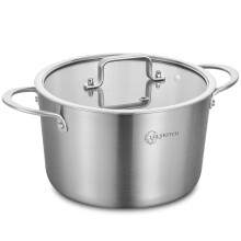 Lolykitch tri-ply 3 liter rustfrit stål induktion kogepotte lille lagerpotte sauce gryde med låg opvaskemaskine og ovn sikker.