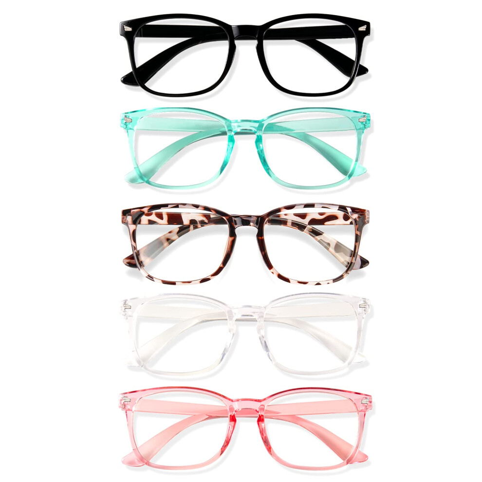 WinToo Blue Light Blocking Glasses Computer Reading/Gaming/TV/Phones Glasses for Men Women Anti Eyestrain UV Glare (5/1Pair)
