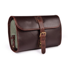 LEATHER VILLAGE Fggos piperetska frfiaknak s noknek Kzzel ksztett vintage kozmetikai s borotvlkozsszervezo utazsi Dopp Kit- Cherry