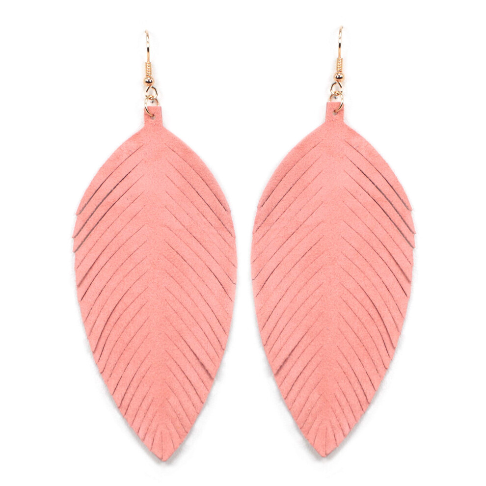 Gro?E, Handgefertigte Ohrringe Aus Echtem, Weichem Leder Mit Fransen, Federn, Leicht, Tropfenf?Rmig, Baumelnde Farben, F?R Damen Und M?Dchen, Modisch-image