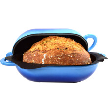 LoafNest: Incredibly Easy Artisan Bread Kit. Cast Iron Dutch Oven [Compact 2 qt size] and Perforated Non-Stick Silicone Liner.