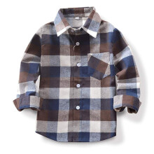 Barn Sm? pojkar Flickor Baby R?d Rutig Flanell L?ng?rmad Button Down Flanellskjorta Rutig Toppar Tjej Pojkkl?der (4-5T kaffe)