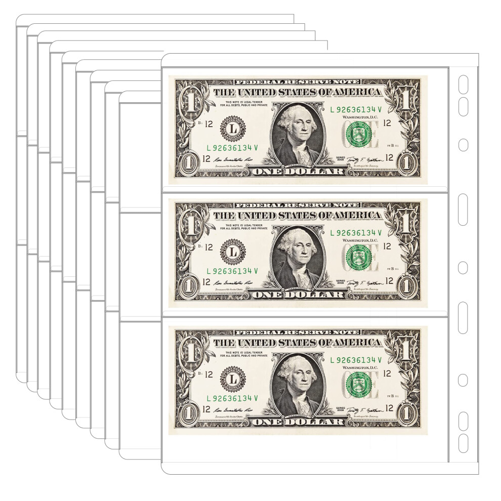 10 St Ck Geldschein-Papiergeldalbum-Seitensammlungshalterh Llen F R Lose Bl Tter, Schutzalbum (3 Taschen, Papiergeld)-image