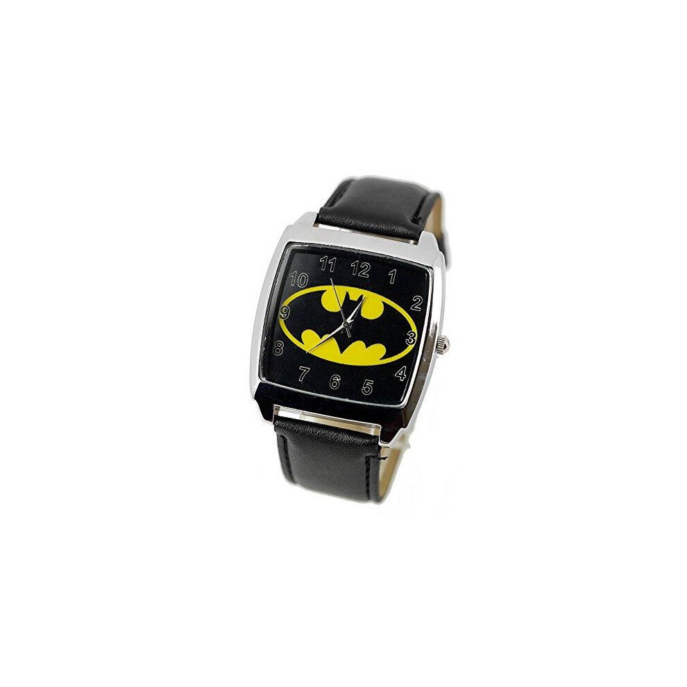 The Dark Knight B-a-t-m-a-n Quartz Square Watch Real Leather Band   Black-image-OPC-PGG8PQR-NEW