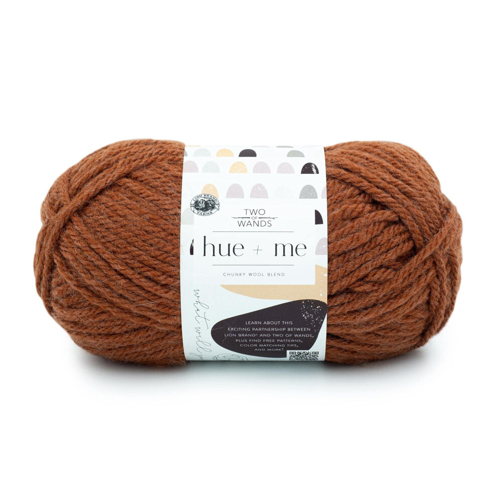 Lion Brand Hue + Me Yarn for Knitting  Crocheting  and Crafting  Bulky and Thick  Soft Acrylic and Wool Yarn  Saffron (3-Pack)