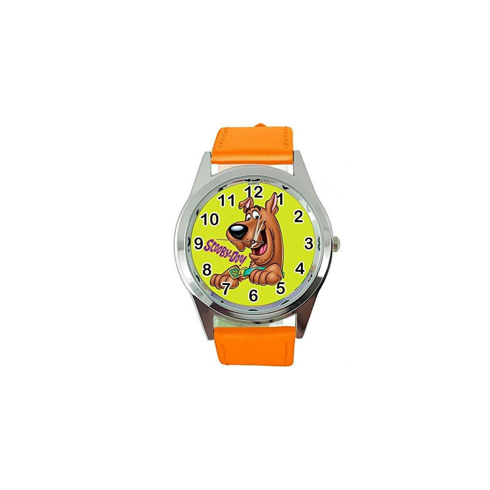Orange Leather Band Quartz Watch for Scooby DOO Fans E2-image-OPC-PGG8QHB-NEW