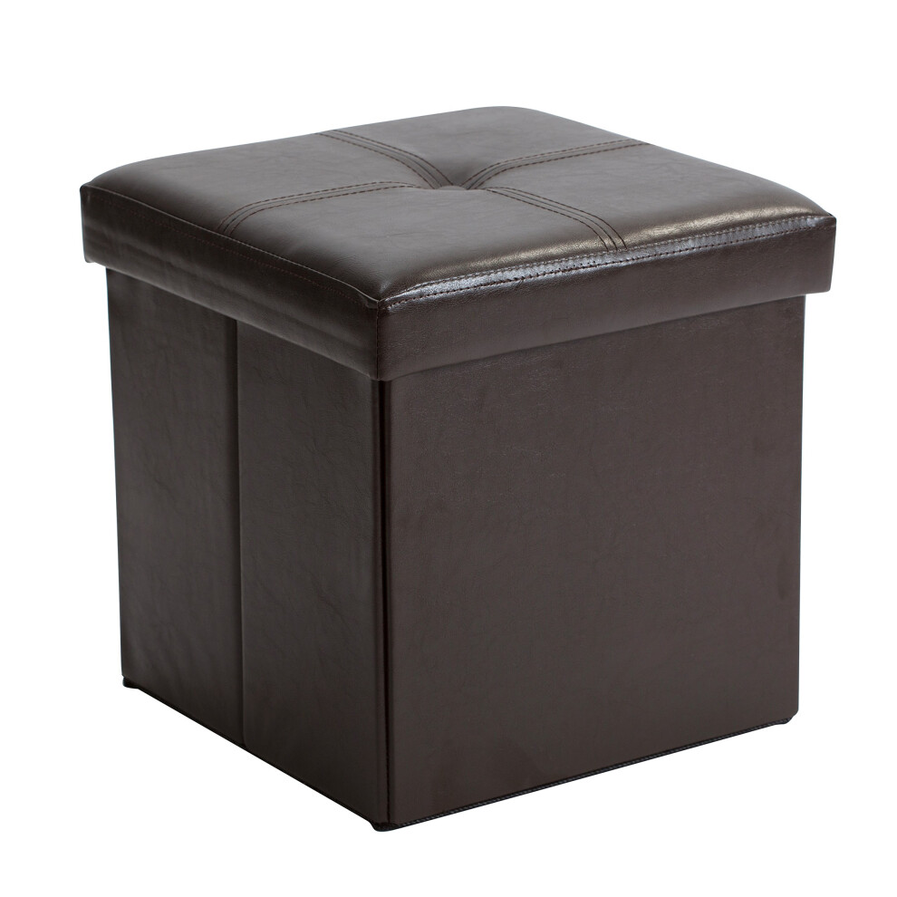 Coffre    jouets ottoman de rangement pliable Simplify, banc rembourr   en similicuir, repose-pieds, tabouret simple, chocolat