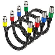 KINXIYU XLR Kaapeli 3 FT/4 Pack mikrofonikaapeli 3 Pin Nylong Punottu Balanced XLR Uros-XLR Naaras Heavy Duty Mic Patch johdot