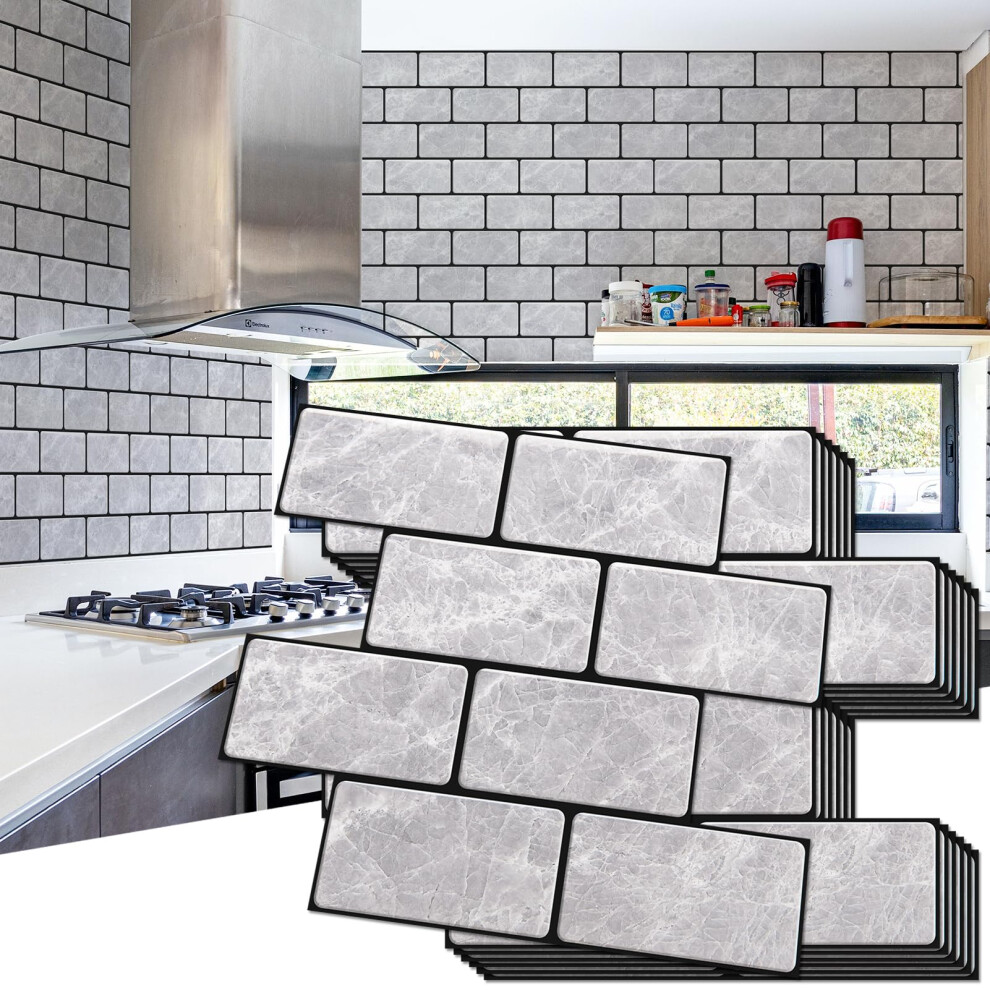 Lot de 10 carreaux de m  tro   pais    d  coller et coller Art3d pour dosseret, imitation c  ramique, pour cuisine, salle de bain, marbre jade