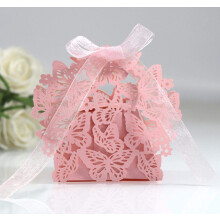 Flonding 50 st Rosa Laser Cut Butterfly Favor Boxes Candy Box Choklad Presentbox fr brllop Bruddusch Bebis fdelsedagsfest