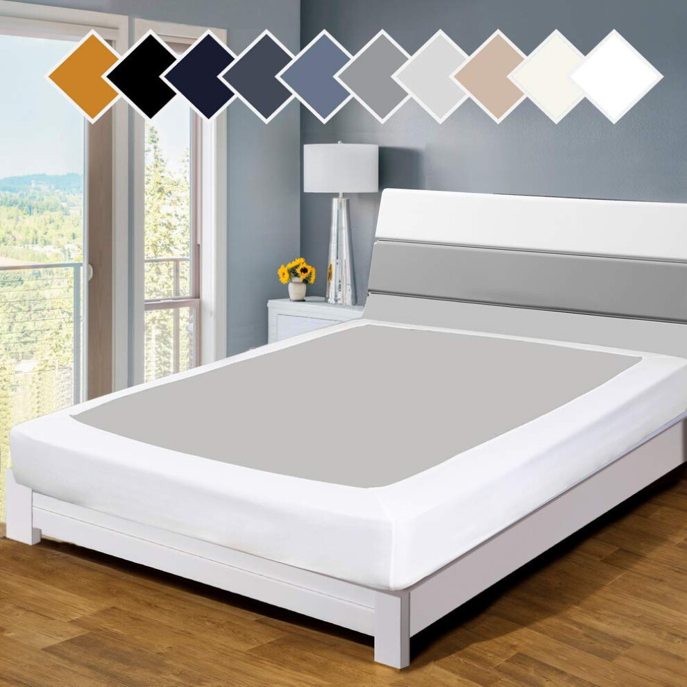 Housse de sommier tapissier Twin Six Premium, mise    jour, jupe de lit, housse enveloppante, housse de matelas King/California King/Split King, blanc