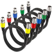 KINXIYU XLR-kaapeli 10 FT/5 Pack mikrofonikaapeli 3-nastainen nylong punottu tasapainotettu XLR uros-XLR-naaras Heavy Duty Mic Patch -johdot