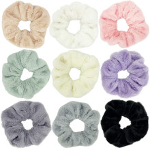 BETITETO Furry Hair Scrunchies Fluffy Bobbles Hair Elasztikus Lfarok Tart Puha Noi Lnyoknak 9 db-os csomag (tbbsznu bolyhos)