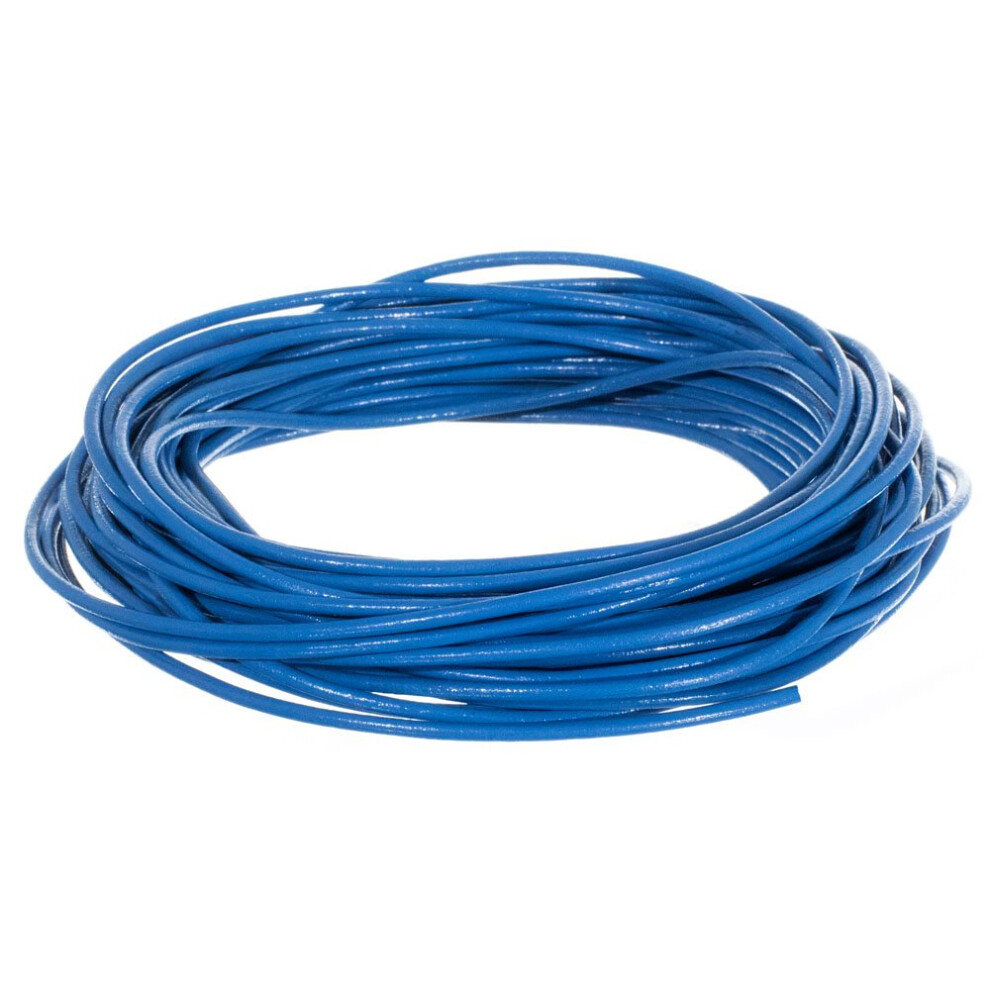 Strisce Di Cordino In Vera Pelle Rotonda Da 2 Mm Per Braccialetti, Collane, Perline E Altri Gioielli - 10 Iarde / 9,1 Metri - Blu-image