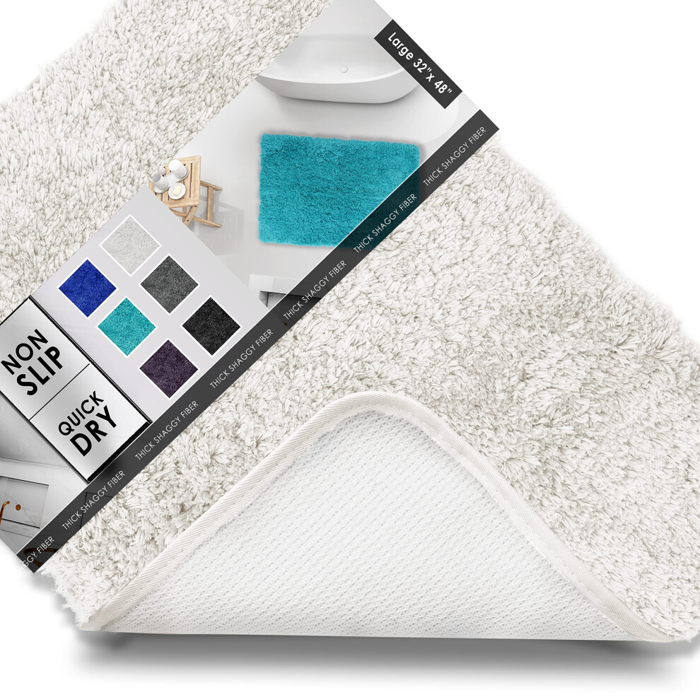 Tapis de salle de bain Clara Clark, ultra doux,     poils longs, lavable en machine, support antid   rapant en caoutchouc, 32 x 48