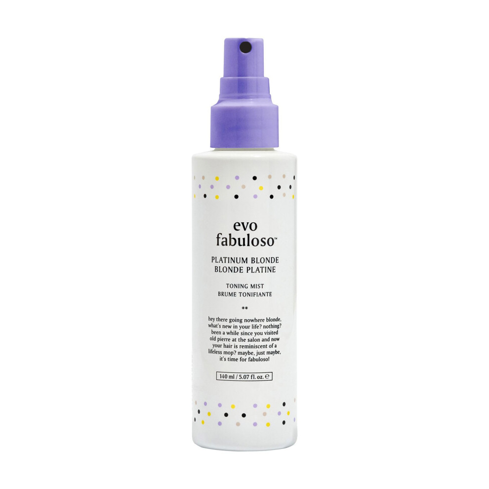 Evo Fabuloso Platinum Blonde Toning Mist - Platinum Hair Toner - Enhances Vibrancy  Neutralizes Yellow Tones - 4.7 fl.oz / 140ml