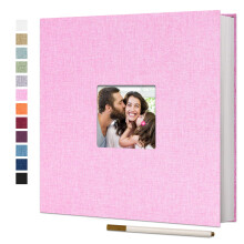 Vienrose Large Photo Album Self Adhesive for 4x6 8x10 10x12 Pictures Linen Scrapbook Album DIY 40 Blank Pages with A Metallic Pen