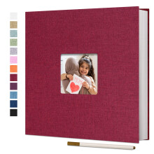 Vienrose stort fotoalbum Selvklæbende til 4x6 8x10 10x12 billeder linned scrapbog album DIY 40 blanke sider med en metallisk pen