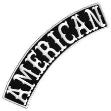 VEGASBEE American Patch Embroidered Iron-on Patch for Biker Jacket Rider Vest TOP Rocker 12"""" Size USA Original (Black-White Top)
