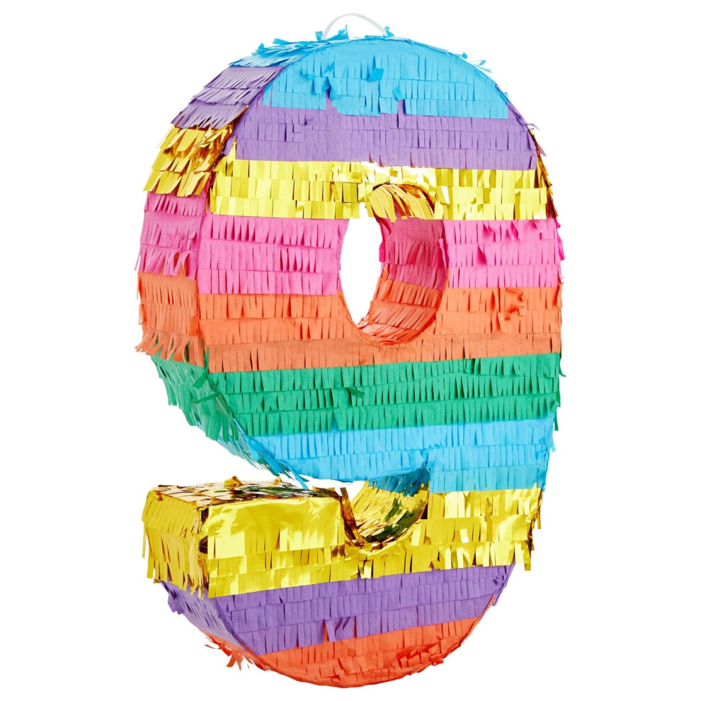 Pinata arc-en-ciel num   ro 9 de BLUE PANDA pour f   te d'anniversaire de 9 ans (petite taille   : 41,5 x 28 x 7,6 cm)