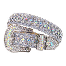 TINIDI Luxe Ceinture Strass pour Hommes Femmes, Ceinture Bling Cristal Diamant (Argent, Taille 40-42 pouces)