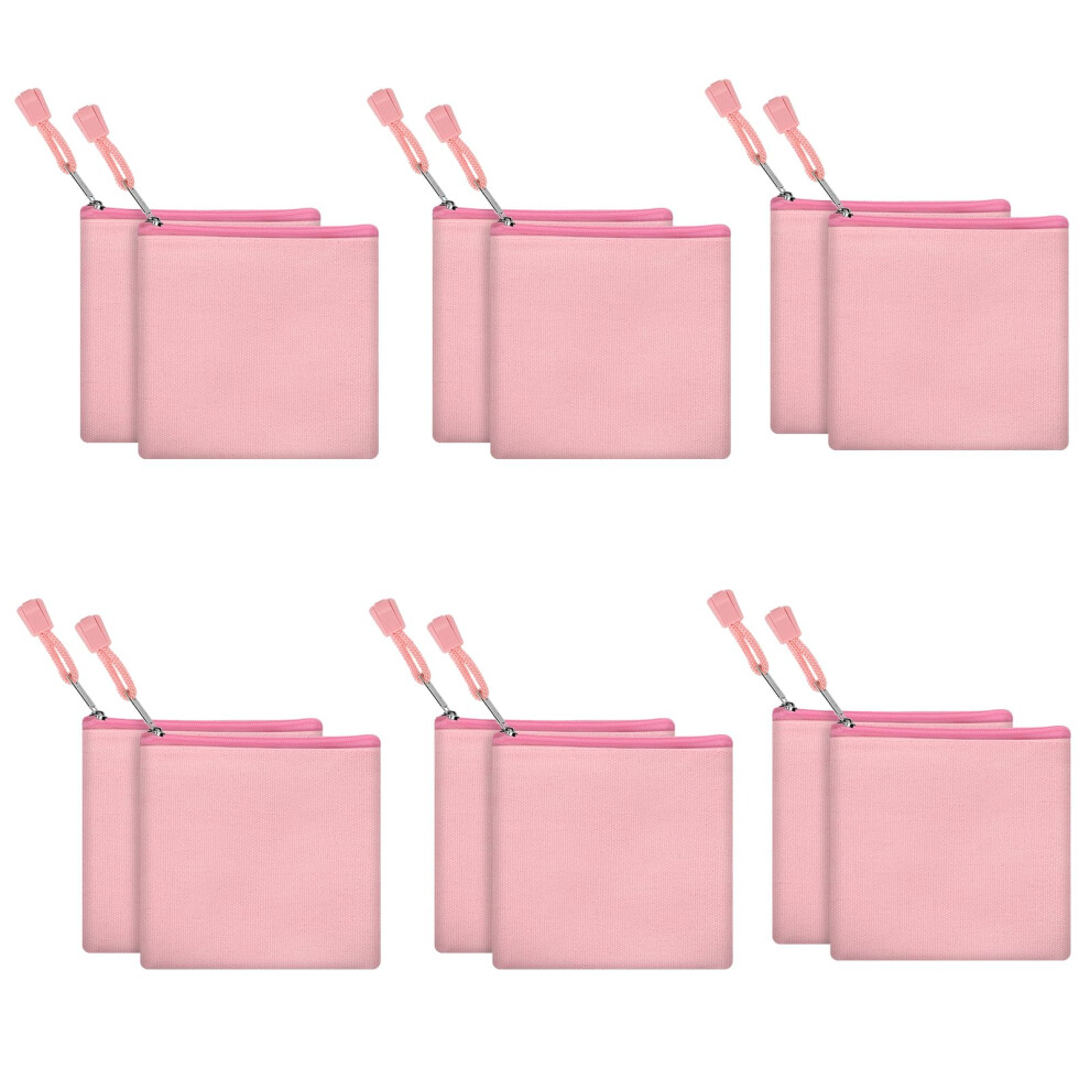 Fassave 12 Pack DIY Craft Cotton Canvas Bag  Multi-Purpose Cosmetic Bag Makeup Pouches with Zipper Travel Toiletry Bag (XS  Pink)-image-OPC-PGG8SVJ-NEW