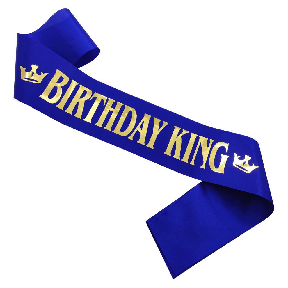 charpe d'anniversaire pour gar   on, accessoire de f   te pour gar   on, d   coration de f   te d'anniversaire (bleu-or)