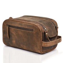 LEATHER VILLAGE Prmium bor piperecikk-tasak vzll blssel - barna | King mretu, kzzel ksztett Vintage Dopp Kit tska