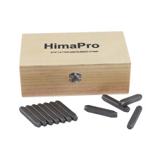 HimaPro letter- en cijferstempelset 36 stuks 40Cr gelegeerd staal metalen stempel nummer- en letterponsset in een houten kist (8 mm 5/16 inch)